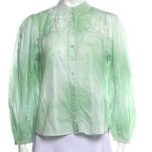 Loveshackfancy green tie-dye blouse